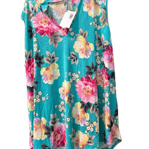 NWT Honeyme Pink and Teal Sleeveless Tank Top